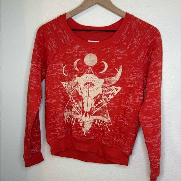 Billabong Tops - Billabong Orange Moon Magic Cow Skull Sweatshirt Small